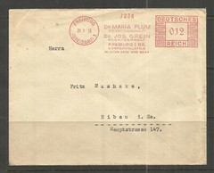 ⭐OSBURGH – GERMANY. 1933. COVER. FREIBURG. DR MARIA PLUM RED MACHINE CANCEL