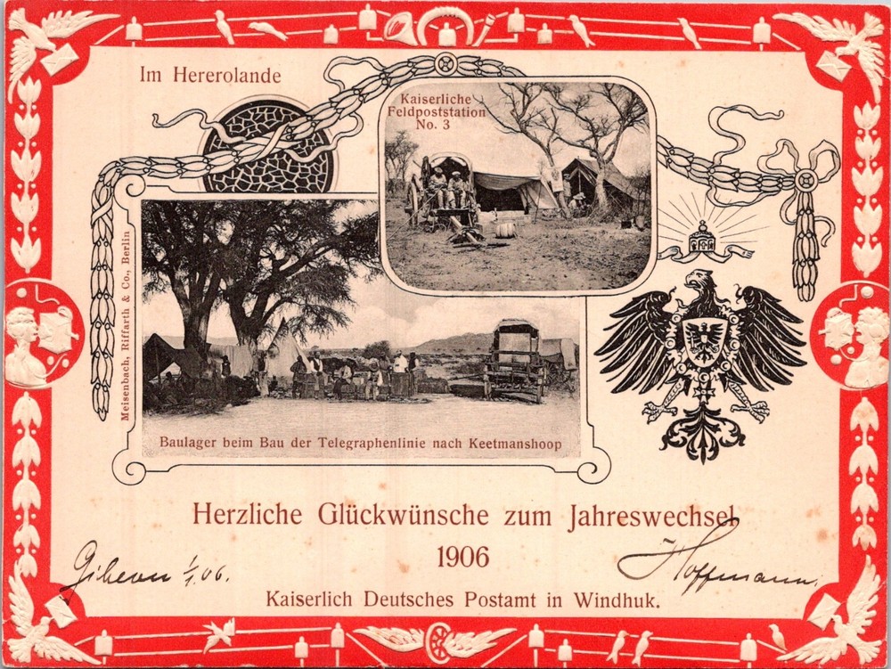 GERMANY 1906 S.W.AFRICA COLONY OFFICIAL ILLUSTRATED POSTCARD NEW YEAR WINDHUK