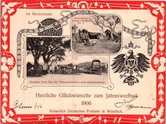 GERMANY 1906 S.W.AFRICA COLONY OFFICIAL ILLUSTRATED POSTCARD NEW YEAR WINDHUK