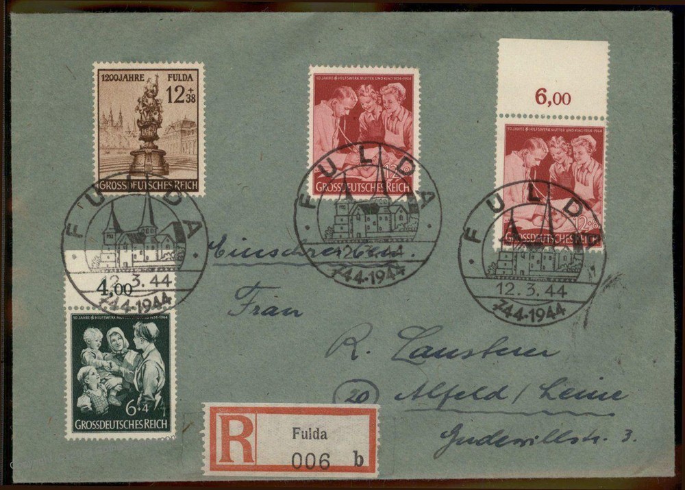 Germany 1944 Mutter und Kind Mother and Child Fulda Registered Cover 98564