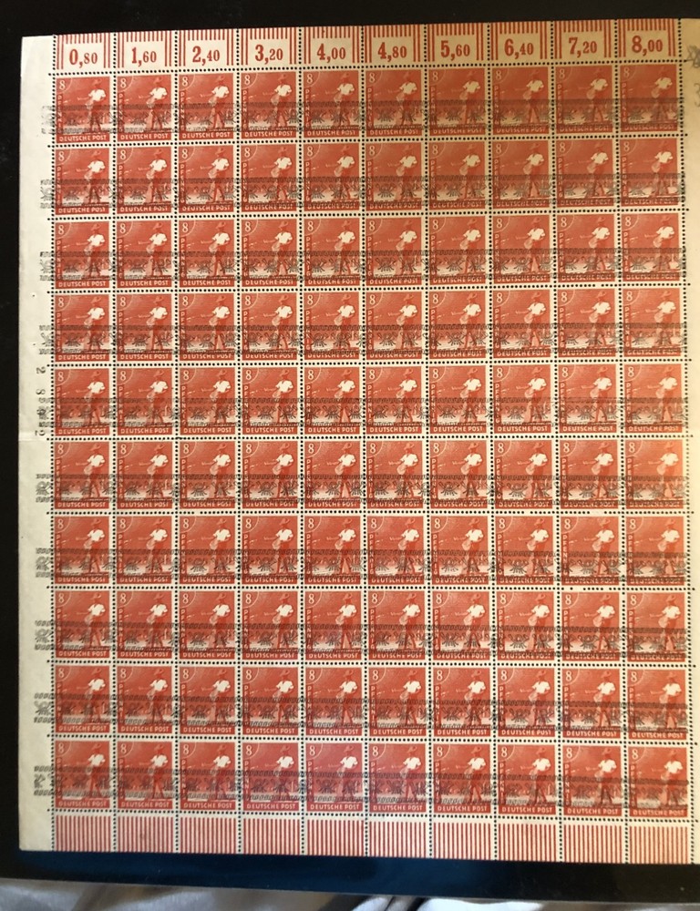 1940’s ERA GERMANY 8 PFENNIG WORKERS STAMP FULL SHEET