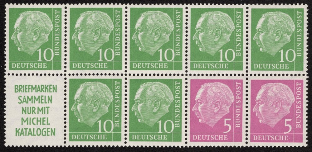 MNH 1955 West German Booklet Pane, Scott #704a**
