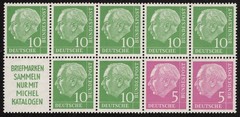 MNH 1955 West German Booklet Pane, Scott #704a**