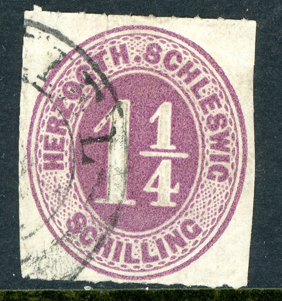 Germany States 1865 Herzogth Schleiswig 1¼ Schilling Red Lilac Scott#11 VFU U549