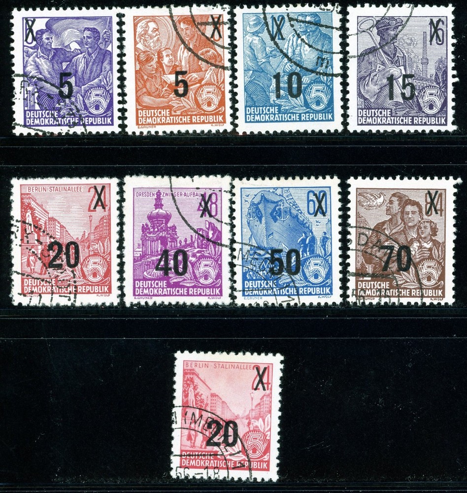 Stamps DDR, Scott # 216-223 and 223A used, complete set