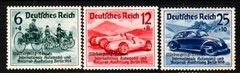 GERMANY Sc B141-3 NH ISSUE OF 1939 – CAR RACING W/OVERPRINT