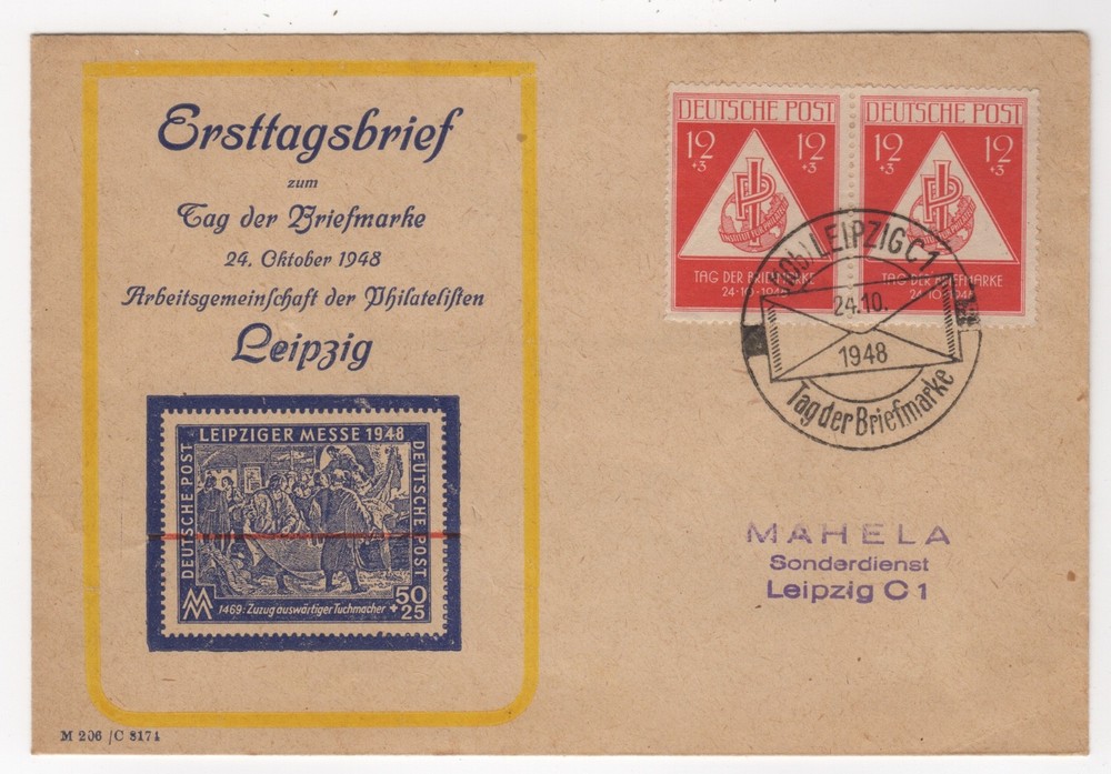 1948 Oct 24th. Souvenir Cover. Tag der Briefmarke, Leipzig.