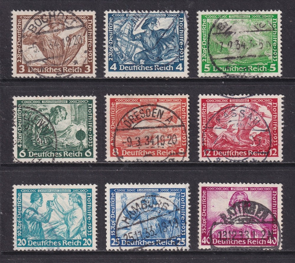 GERMANY 1933 Wagner Welfare Fund set of 9 Used (CV £450)