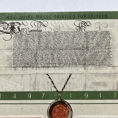 1947 LEIPZIG GERMANY 450 YEARS OF TRADE FAIR PRIVLEDGE PHILATELIC STAMP ITEM