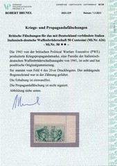 GERMANY 3rd REICH PROPAGANDA FORGERY HITLER MUSSOLINI PERFECT MNH BRUNEL CERT