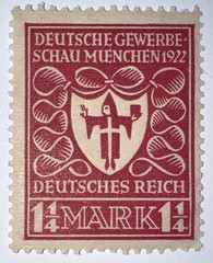 Travelstamps: Germany Stamp Sc# 212/ Mi 199 Sg 118 Arms of Munich 1 1/4m Mognh