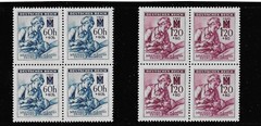 MNH Stamp block set B13-14 1942 Germany WWII Red Cross Nurse and Wounded soldier