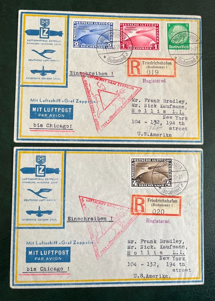 -200 USD down Zeppelin two twin R covers RRR 1933 Südamerika-Chicagofahrt