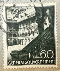 Vtg Stamp Cover Poland General Government Buildings German Registered 1940s WWII