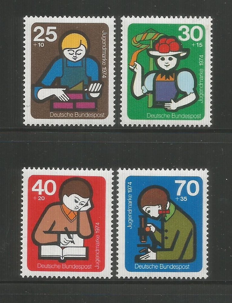 GERMANY – 1974 – SEMI-POSTAL – YOUTH – Scott # B508-511 – SET OF 4 – MNH