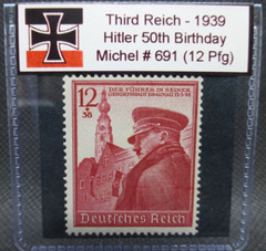 Adolf Hitler 1939 WW2 50th Birthday Stamp Third Reich Nazi Germany MNH Pfennig