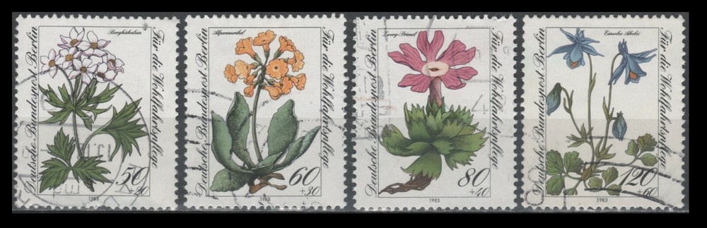Berlin 9NB204-07 Flowers Semi postals (5 USED Stamps, 1983)