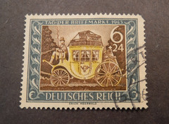 Scott#B215, 1943,6 plus 24 pf. Mail Coach to Commemorate Stamp Day, Used