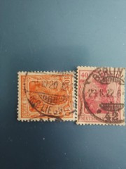 German Rare 10 And 40 Pfennic Post Marks Dates Visable Carmine/red