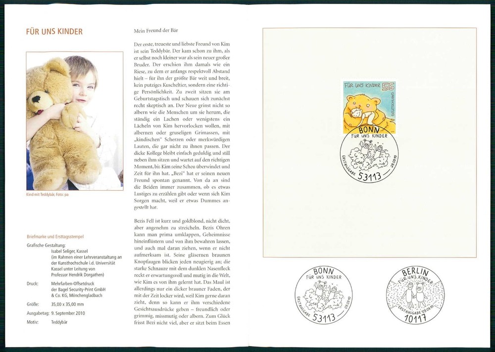 GERMANY FOLDER 2010/31 CHILDREN CHILD TEDDY BEAR