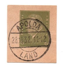 Germany – 6pf deutsches reich Used Cut Square Stamp Apolda Land