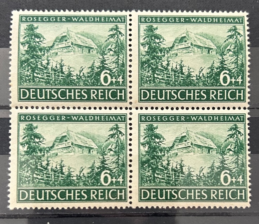 1943 German block of 4 stamps Rosegger Birthplace Mi:DR855 rpf MNH /BL145
