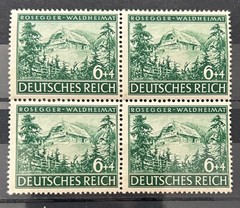 1943 German block of 4 stamps Rosegger Birthplace Mi:DR855 rpf MNH /BL145