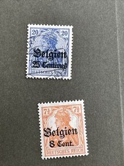 GERMANY BELGIUM WWI OCCUPATION 9 Pcs Different Stamps