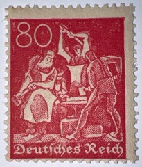 Travelstamps: 1921 Germany Stamps Deutsches Reich 80 Pfennig Mi. Nr. 166/Sc#145