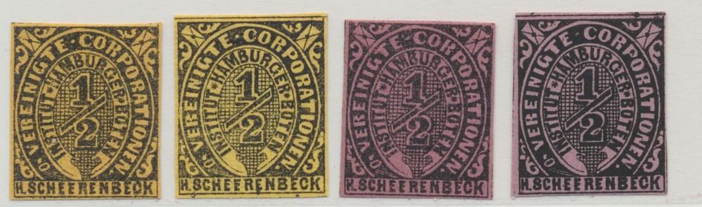 Germany Local Private Post Michel Hamburg A #4 Schwarzer Stdr. 4v MH 1862