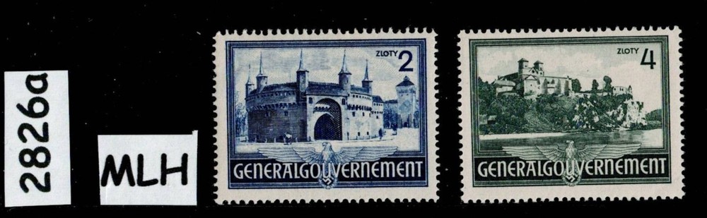 MLH stamp set N74-N75 1941 Germany Occupied Cracow Poland during WWII #2826a
