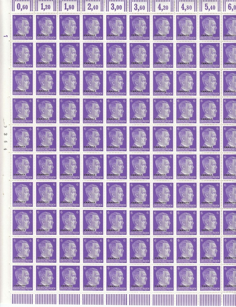 Wholesale Stamp Germany Ukraine 10 Full Sheets 1941 WWII Hitler Overprint MNH