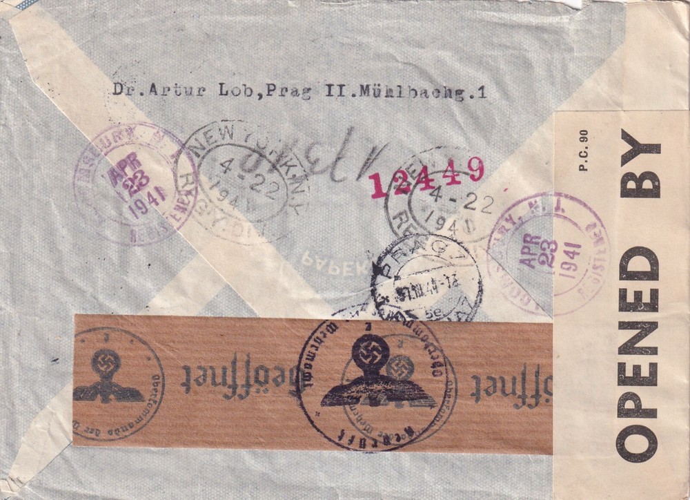 German Third Reich Cover – Registered Prag Bohemia & Moravia to NJ Mar 31 1941