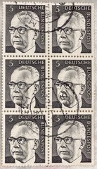 Germany Deutsche Bundespost Used Stamp Block of 6, Denomination 5, People