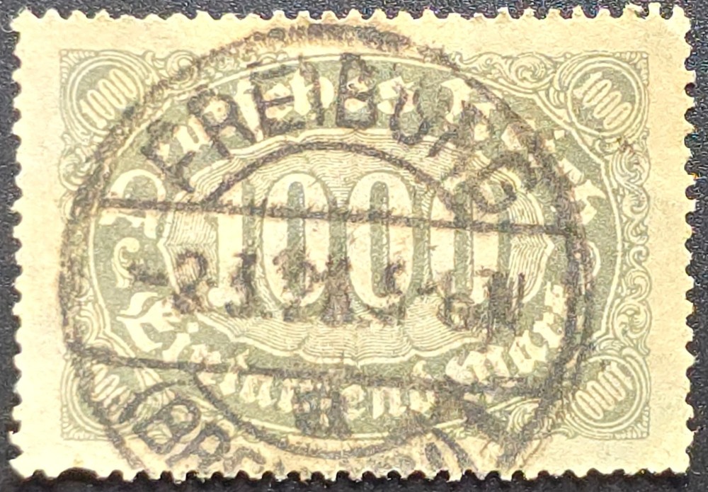 Germany Inflation Era 1000 Mark Revenue Stamp Deutsches Reich Used