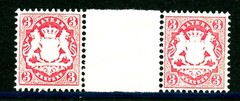 GERMANY-BAVARIA 34, 1875 3kr COAT OF ARMS, EMBOSSED, GUTTER PAIR, MNH (GER711)
