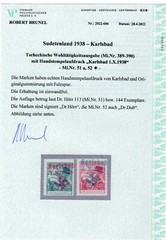 GERMANY OCCUPATION SUDETENLAND KARLSBAD MICHEL 51-52 BRUNEL CERT PERFECT MH
