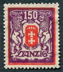 DANZIG 1923 150m red and purple SG101 mint MH NG WMK sideways b ##W4