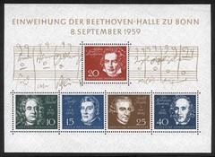 Germany Sc 804 Multicolor 10pf-40pf Multicolor 1959 MNH Original Gum Souvenir Sh