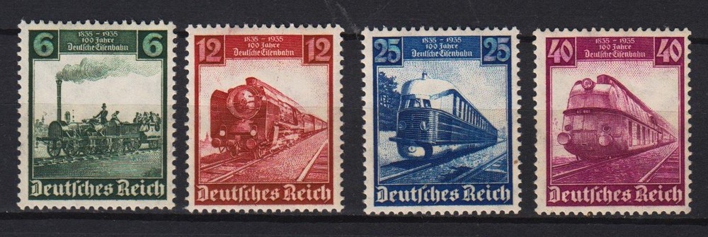 GERMANY NAZI REICH RAILROAD TRAINS Mi. 580/583 MINT NEVER HINGED