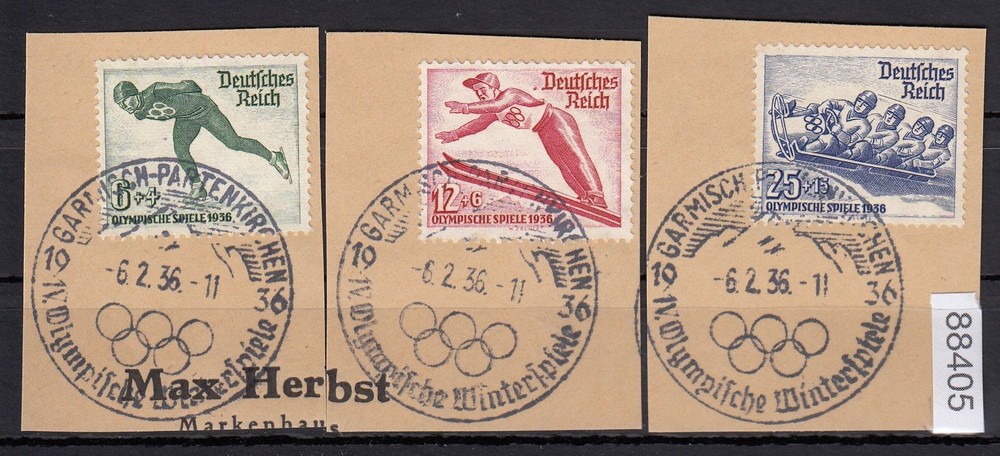 DR 1935, Mich.-Nr.: 600-602, postmarked luxury special postmark Olympia