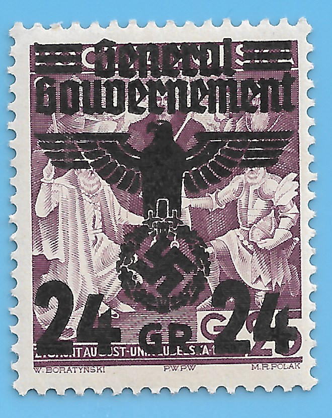 Germany Third Reich 1940 Poland Official Swastika Eagle 24 Stamp WW2 ERA #3