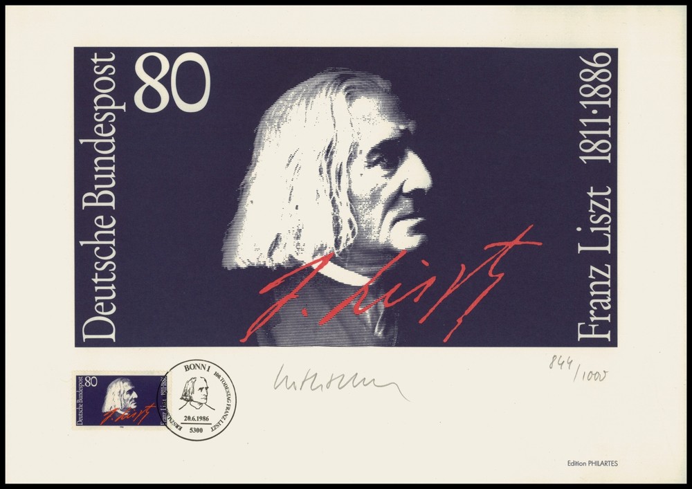 ART-EDITION 1986 GERMANY 1285 MUSIC FRANZ LISZT COMPOSER – HAND-SIGNED !!