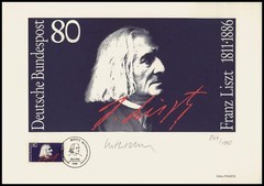 ART-EDITION 1986 GERMANY 1285 MUSIC FRANZ LISZT COMPOSER – HAND-SIGNED !!
