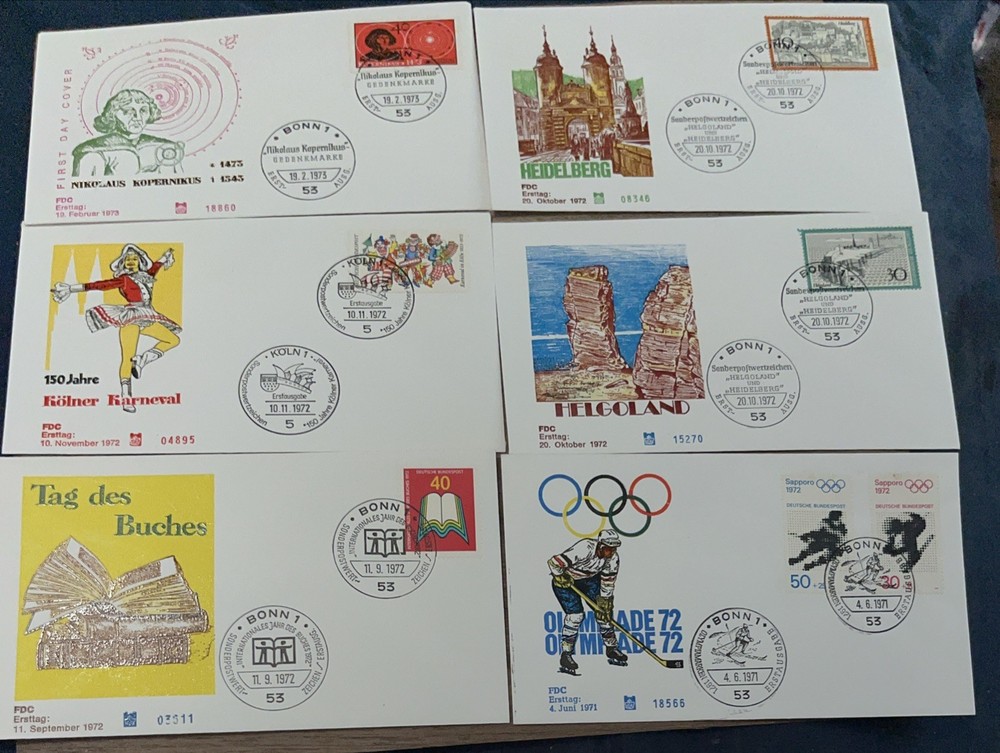 SIX DIFFERENT GERMANY 🇩🇪 FDC SEE SCANS LOOK 👀 1343