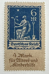 Germany Deutsches Reich stamp Fund for the old & children 6+4 mark