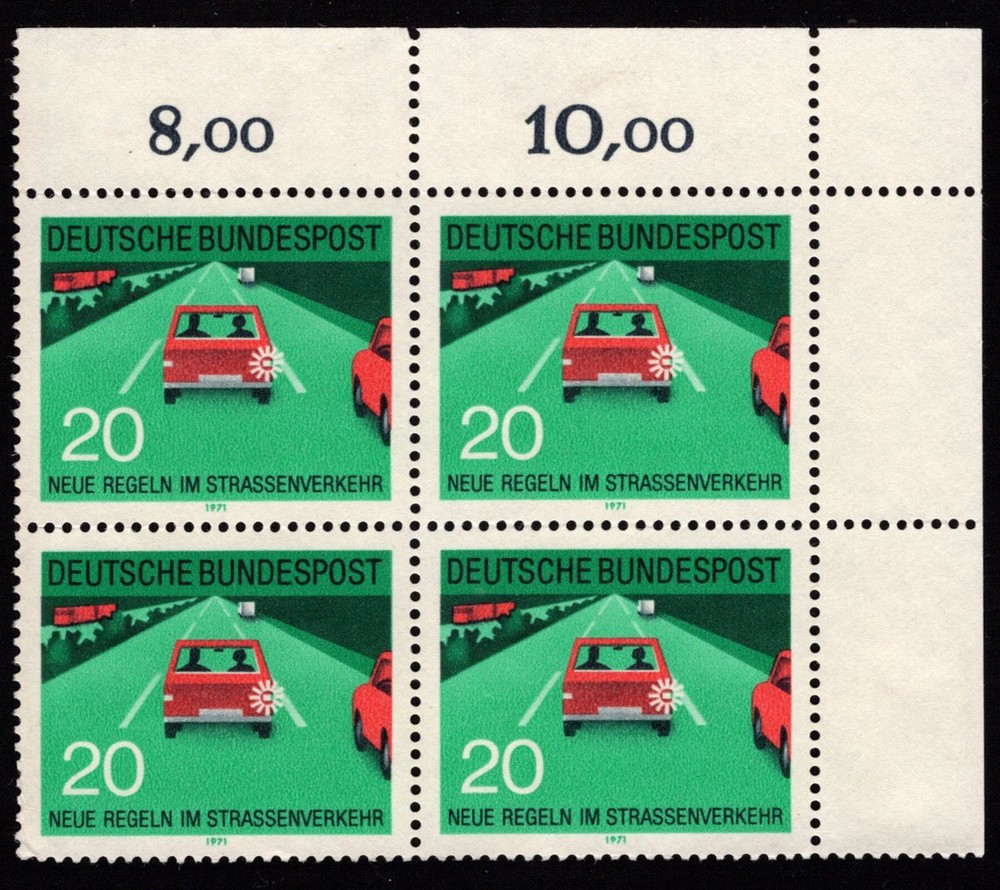 Germany Plate Blocks Stamps, NH/NG, Traffic Safety Scott German #1060