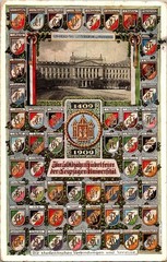 1909 Leipzig University 500th Jubilee Postcard Fraternities Zirkel Crests Map