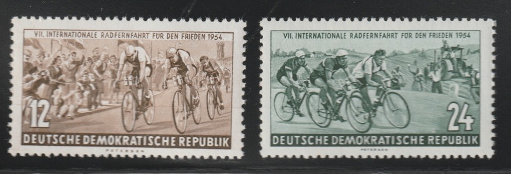 Germany-DDR 1954 Sc # 208-09 Bicycle Peace Race MNH OG