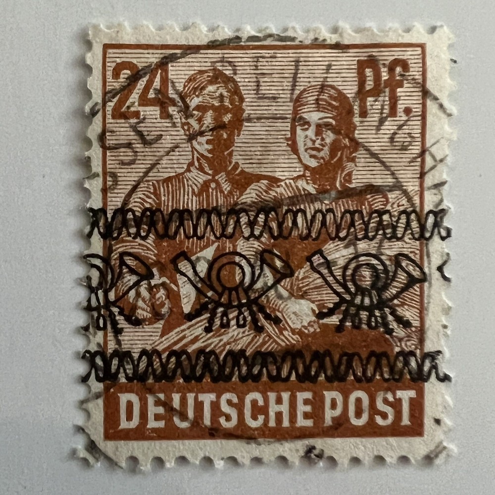 GIESSEN BELL SON SOTN CANCEL ON 1948 GERMANY 24pf STAMP #587B, ALLIED OCCUPIED